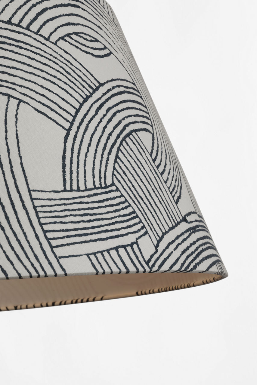 Caufield 29" Hanging Shade | Matte White | Schumacher Blue Freeform Shade