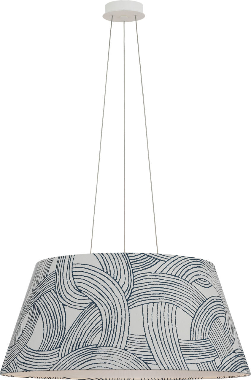 Caufield 29" Hanging Shade | Matte White | Schumacher Blue Freeform Shade