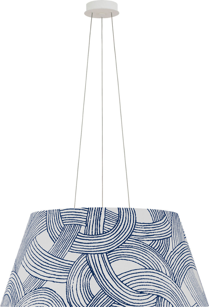 Caufield 29" Hanging Shade | Matte White | Schumacher Blue Freeform Shade