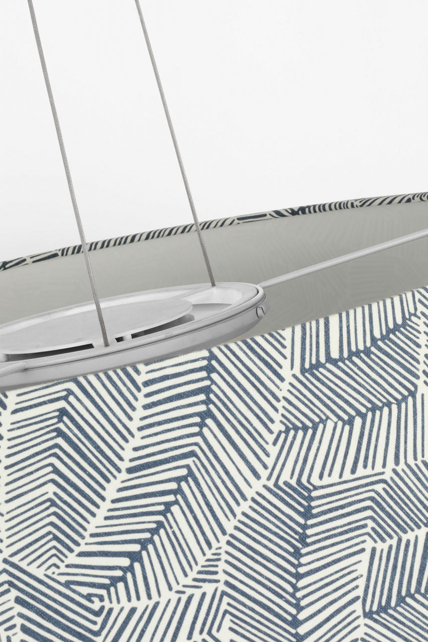 Caufield 39" Hanging Shade | Bronze | Schumacher Navy Abstract Leaf Shade