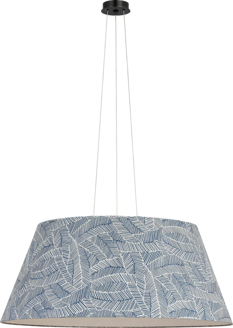 Caufield 39" Hanging Shade | Bronze | Schumacher Navy Abstract Leaf Shade