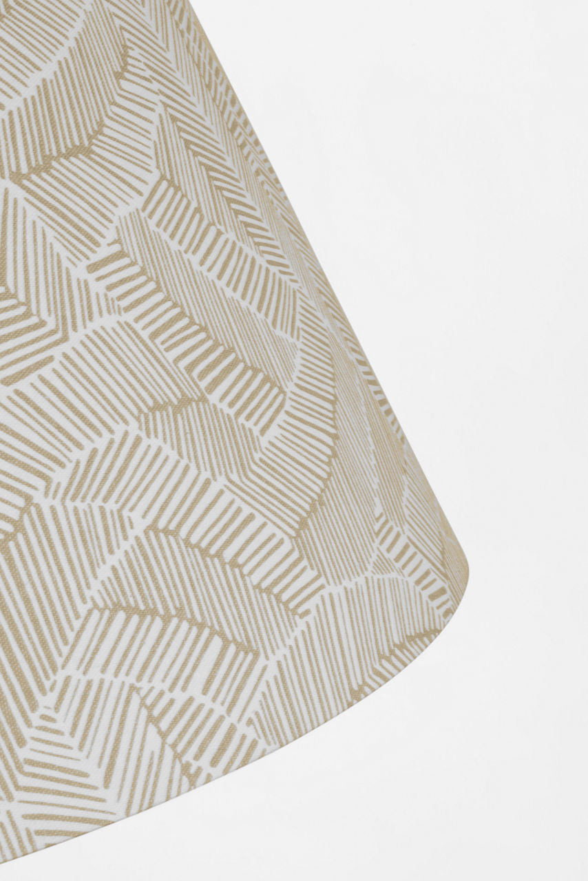 Caufield 39" Hanging Shade | Hand-Rubbed Antique Brass | Schumacher Taupe Abstract Leaf Shade