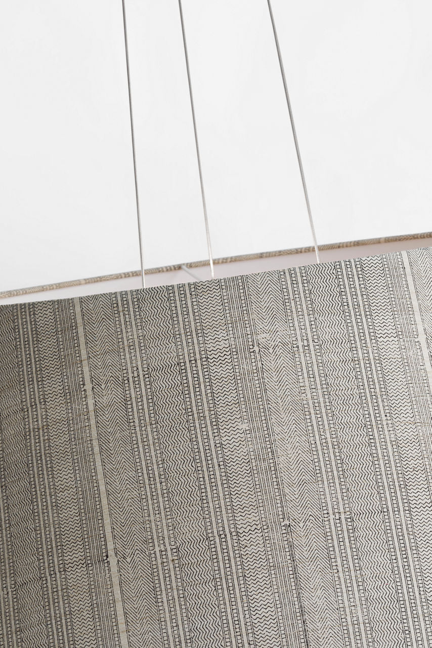Caufield 39" Hanging Shade | Hand-Rubbed Antique Brass | Schumacher Natural Mohave Shade