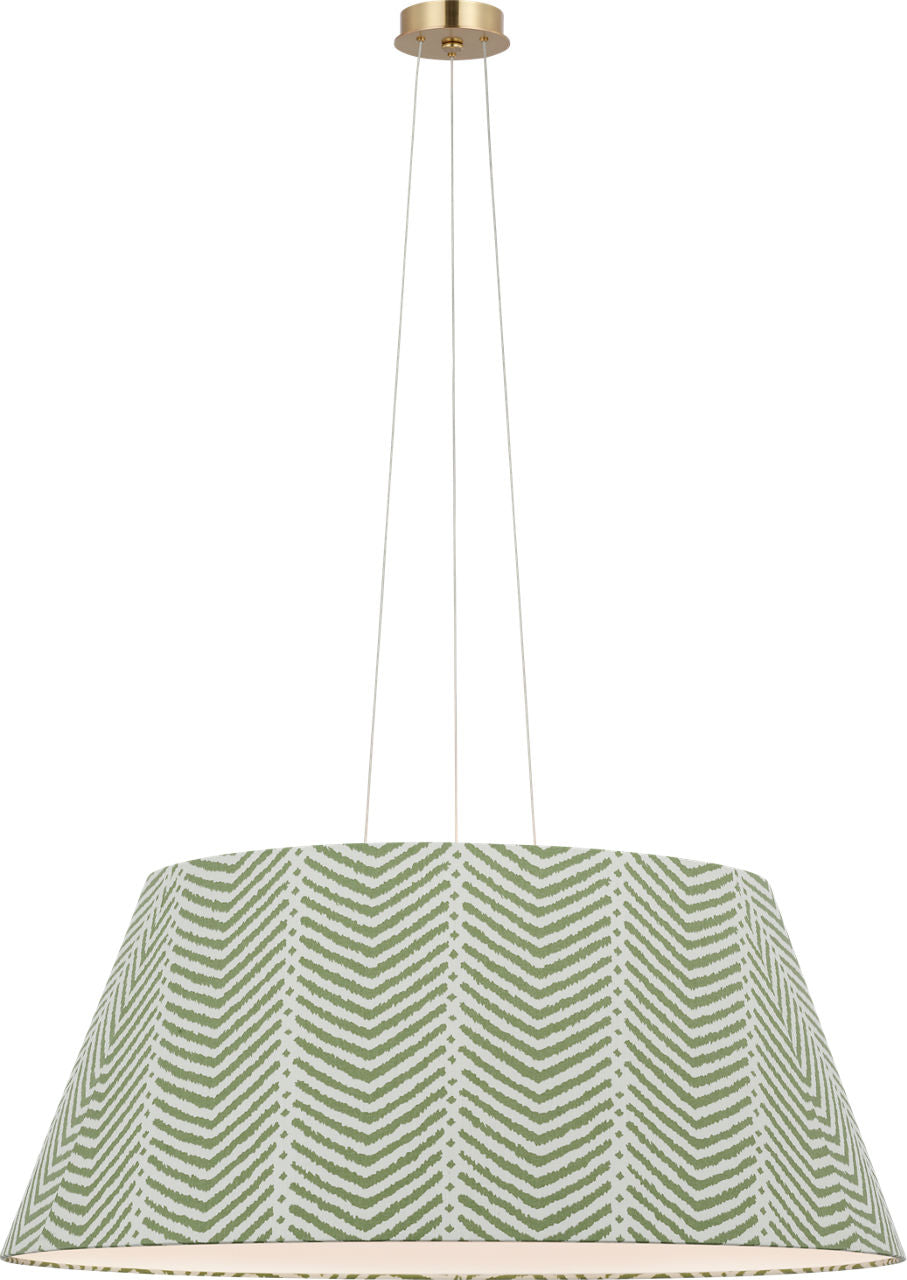 Caufield 39" Hanging Shade | Hand-Rubbed Antique Brass | Schumacher Verde La Jolla Shade