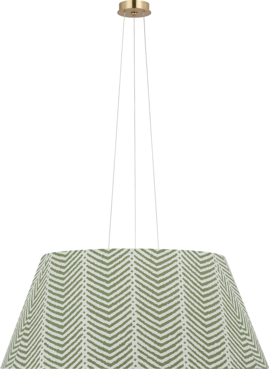 Caufield 39" Hanging Shade | Hand-Rubbed Antique Brass | Schumacher Verde La Jolla Shade