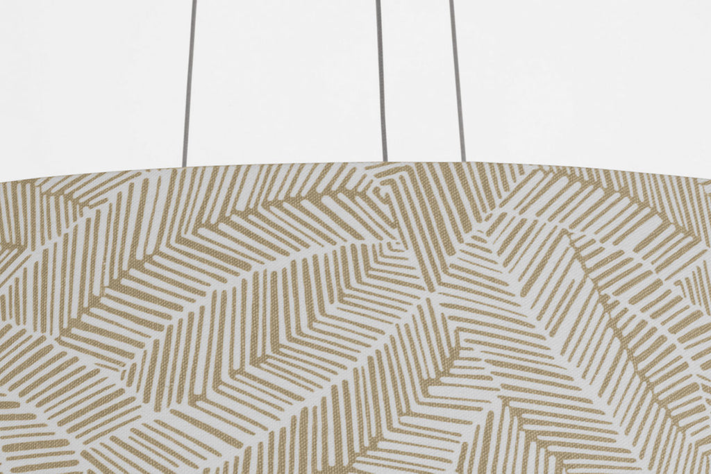 Caufield 39" Hanging Shade | Polished Nickel | Schumacher Taupe Abstract Leaf Shade