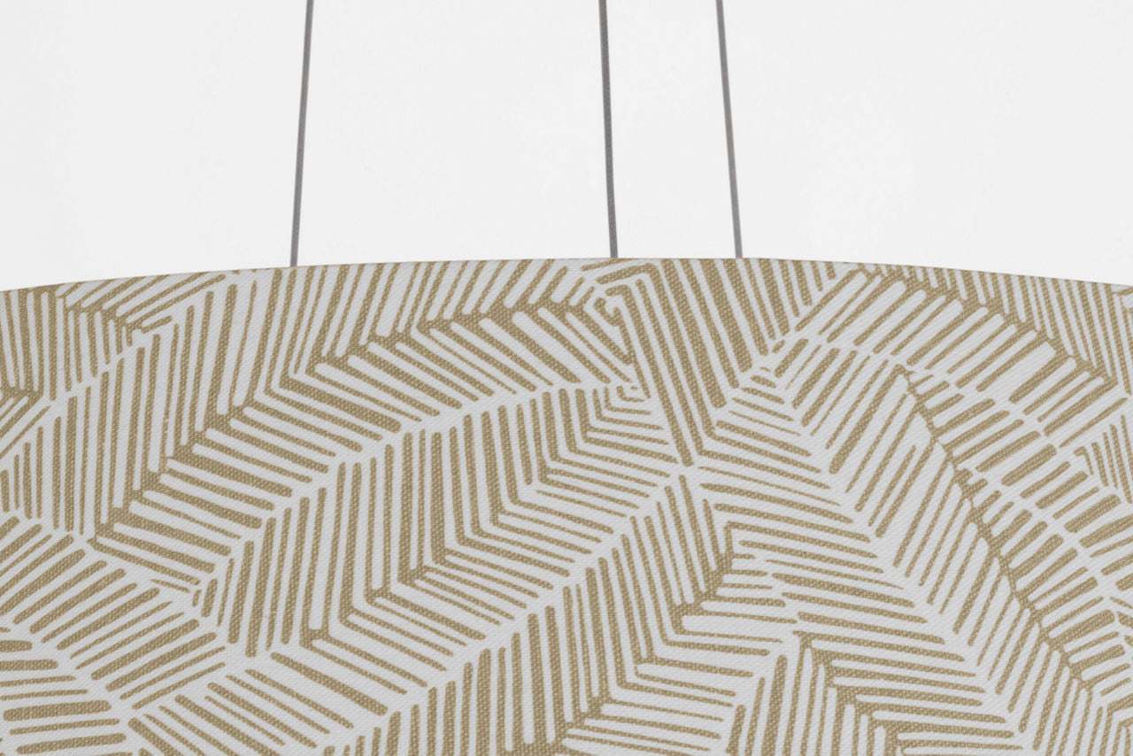 Caufield 39" Hanging Shade | Polished Nickel | Schumacher Taupe Abstract Leaf Shade