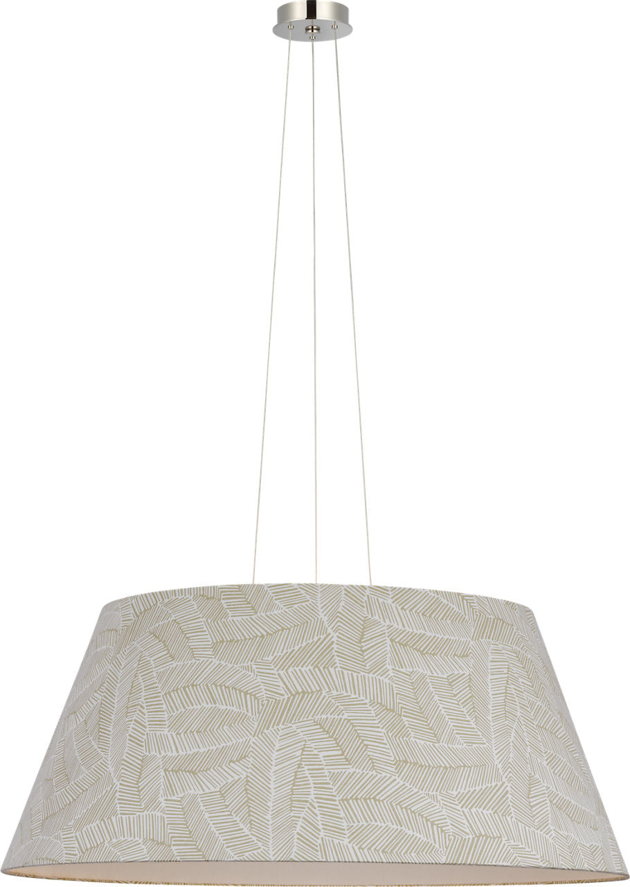 Caufield 39" Hanging Shade | Polished Nickel | Schumacher Taupe Abstract Leaf Shade
