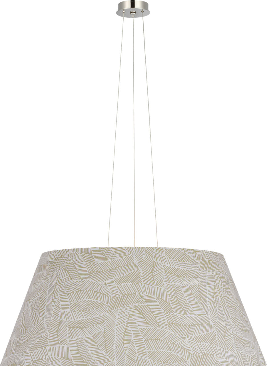 Caufield 39" Hanging Shade | Polished Nickel | Schumacher Taupe Abstract Leaf Shade