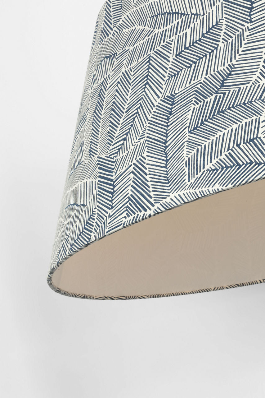 Caufield 39" Hanging Shade | Polished Nickel | Schumacher Navy Abstract Leaf Shade