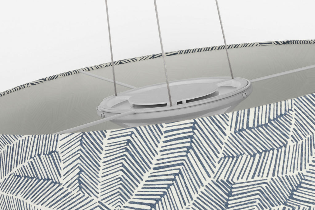 Caufield 39" Hanging Shade | Polished Nickel | Schumacher Navy Abstract Leaf Shade