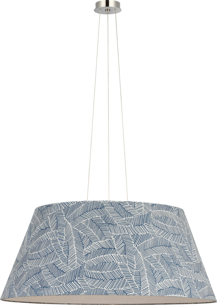 Caufield 39" Hanging Shade | Polished Nickel | Schumacher Navy Abstract Leaf Shade