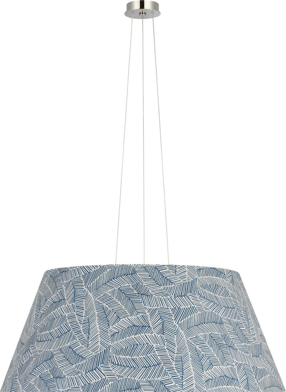 Caufield 39" Hanging Shade | Polished Nickel | Schumacher Navy Abstract Leaf Shade