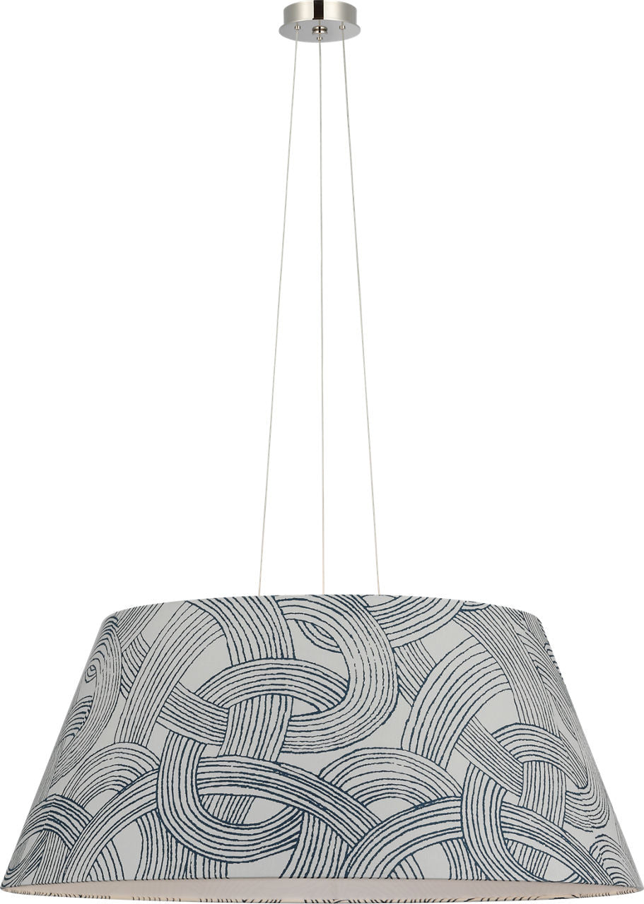 Caufield 39" Hanging Shade | Polished Nickel | Schumacher Blue Freeform Shade