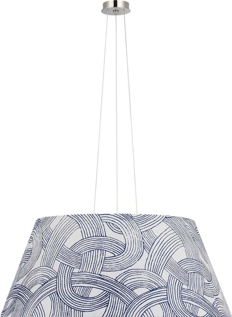 Caufield 39" Hanging Shade | Polished Nickel | Schumacher Blue Freeform Shade