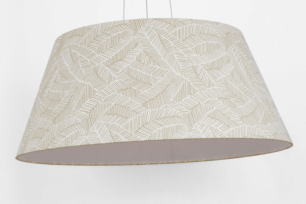 Caufield 39" Hanging Shade | Matte White | Schumacher Taupe Abstract Leaf Shade
