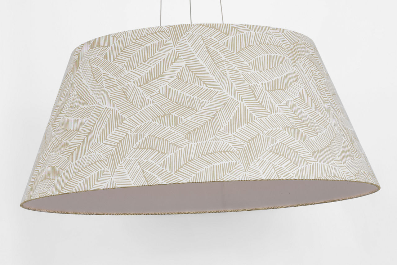 Caufield 39" Hanging Shade | Matte White | Schumacher Taupe Abstract Leaf Shade