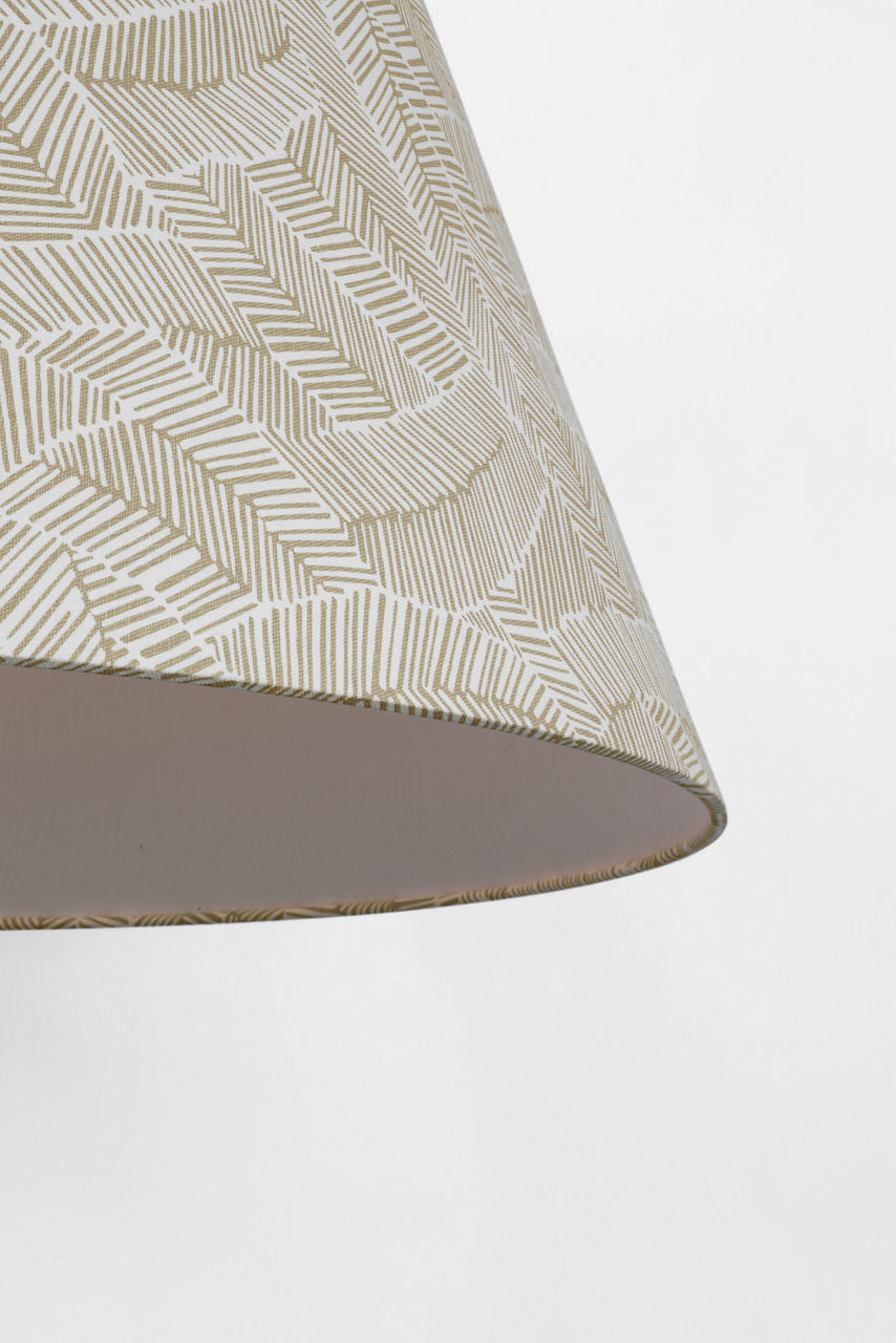 Caufield 39" Hanging Shade | Matte White | Schumacher Taupe Abstract Leaf Shade