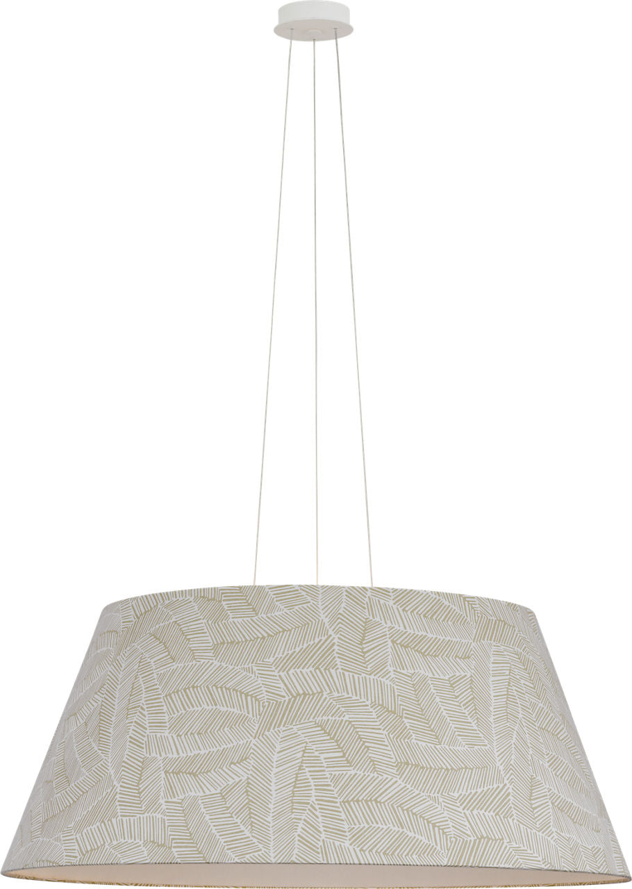 Caufield 39" Hanging Shade | Matte White | Schumacher Taupe Abstract Leaf Shade