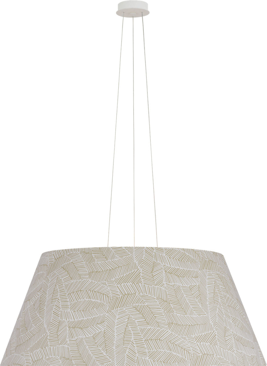 Caufield 39" Hanging Shade | Matte White | Schumacher Taupe Abstract Leaf Shade