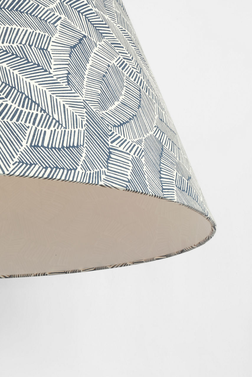 Caufield 39" Hanging Shade | Matte White | Schumacher Navy Abstract Leaf Shade
