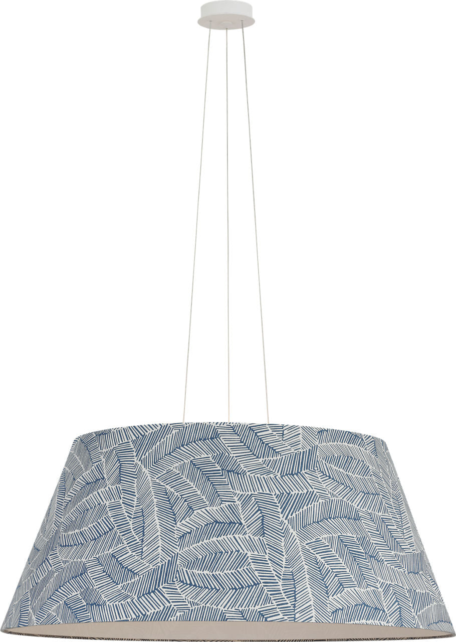 Caufield 39" Hanging Shade | Matte White | Schumacher Navy Abstract Leaf Shade