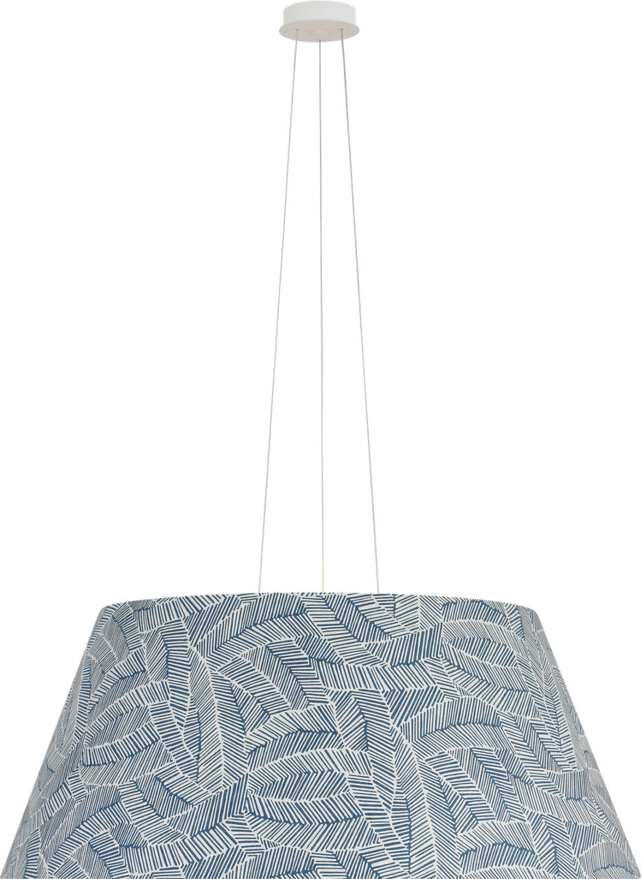 Caufield 39" Hanging Shade | Matte White | Schumacher Navy Abstract Leaf Shade