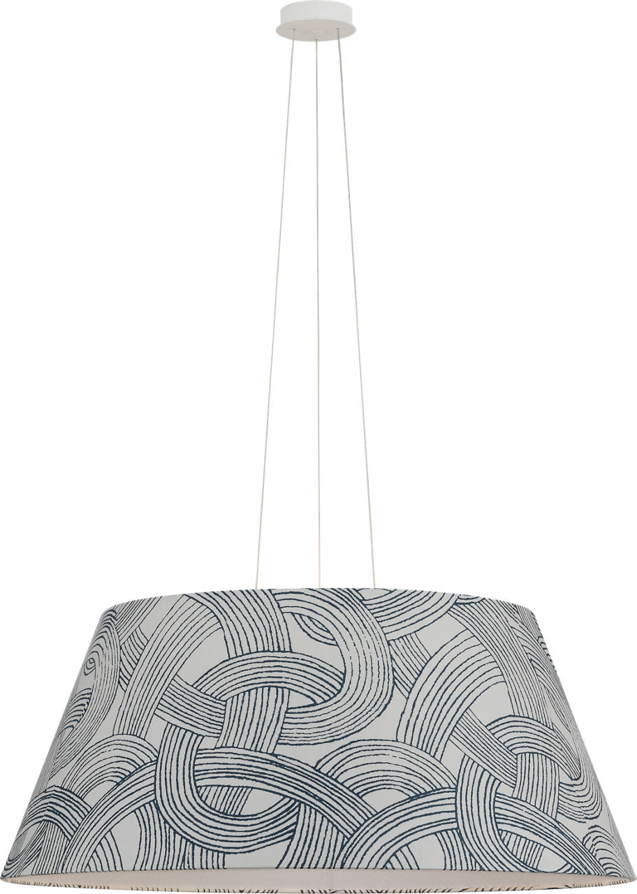 Caufield 39" Hanging Shade | Matte White | Schumacher Blue Freeform Shade