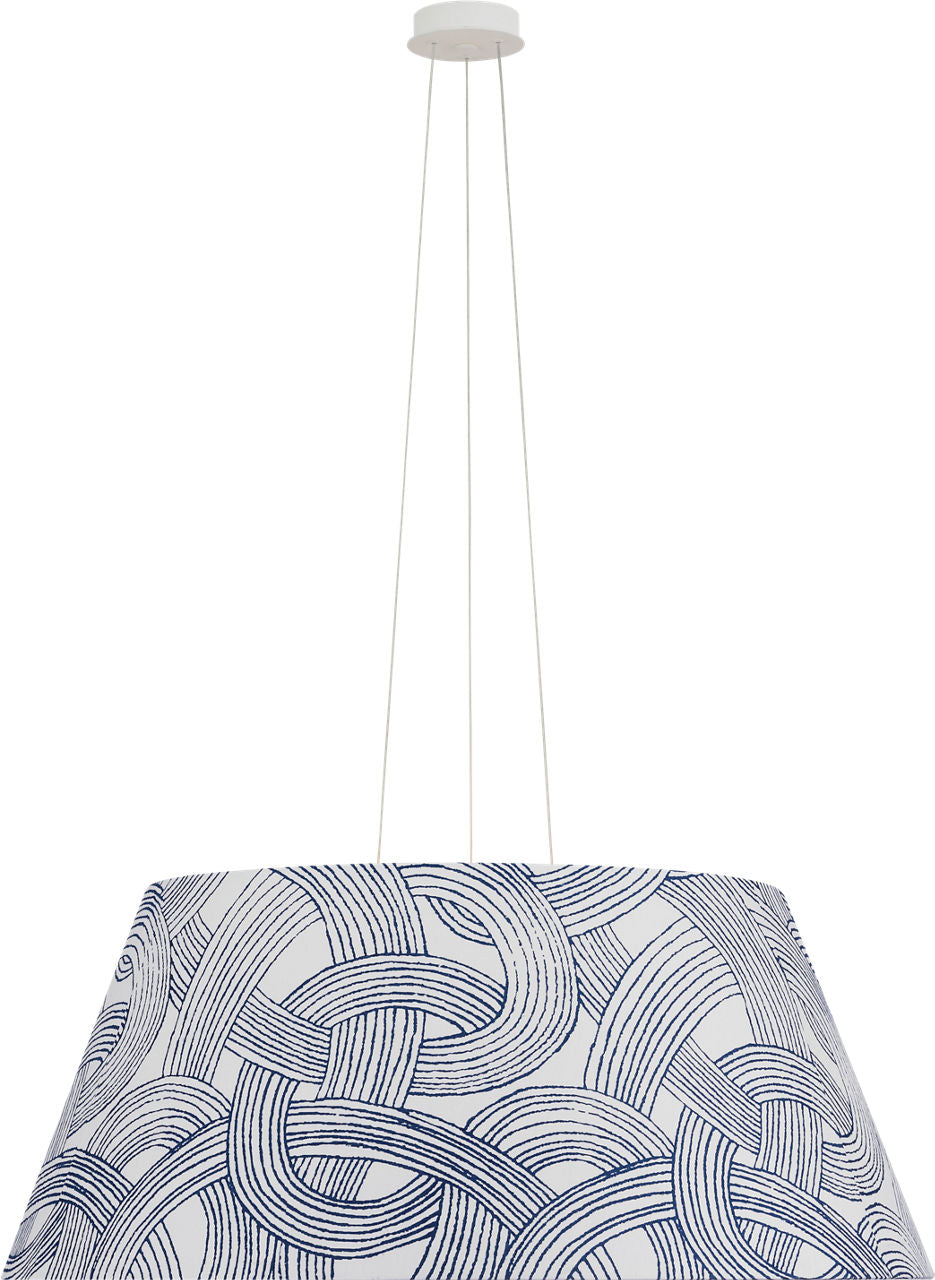 Caufield 39" Hanging Shade | Matte White | Schumacher Blue Freeform Shade