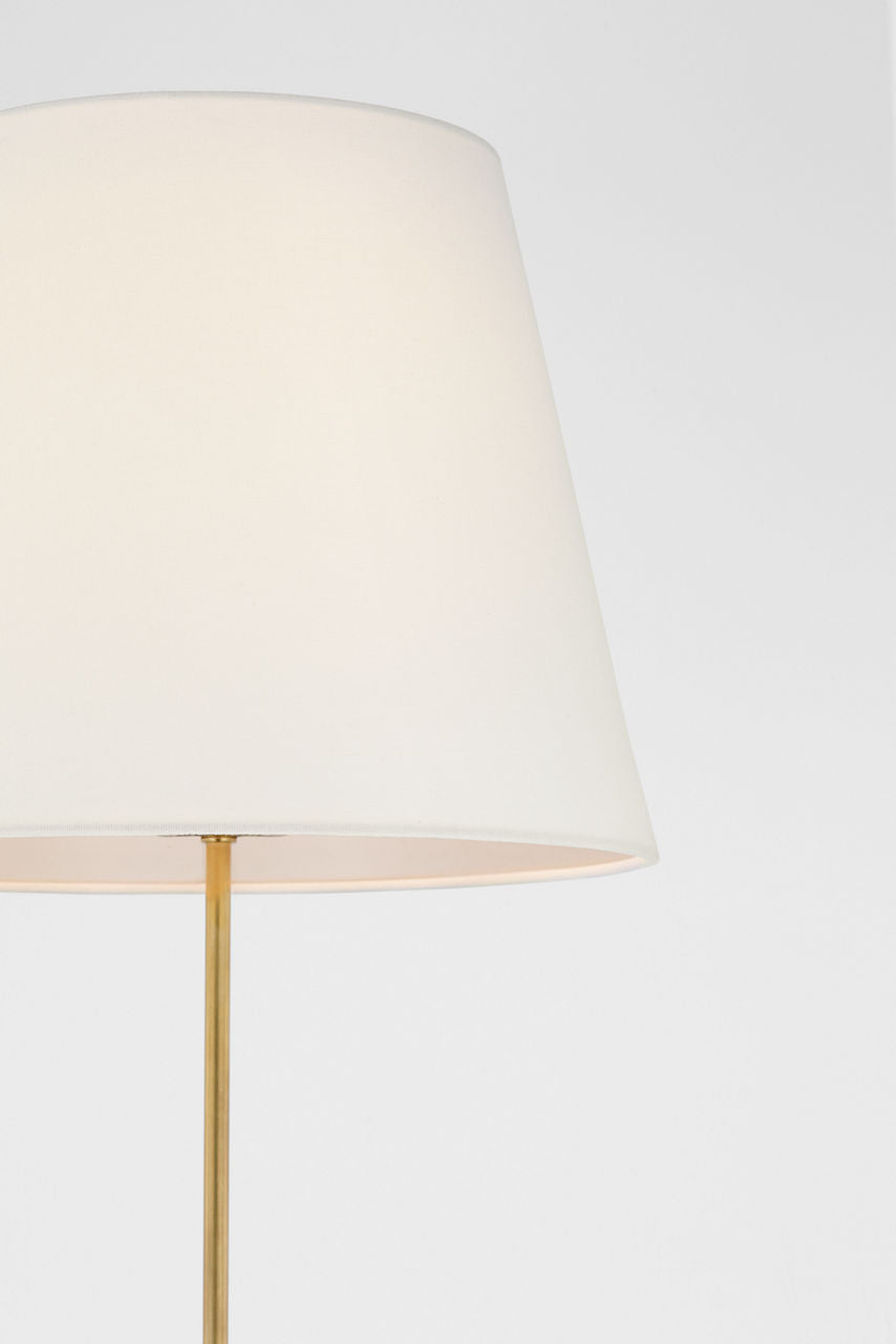 Wyatt 52" Floor Lamp | Hand-Rubbed Antique Brass | Linen Shade