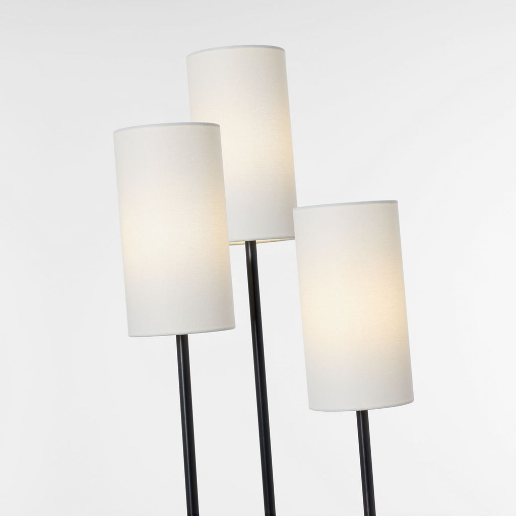 Aimee Floor Lamp | Bronze and Hand-Rubbed Antique Brass | Linen Shades