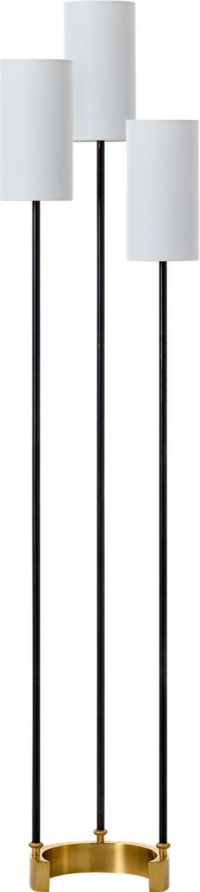 Aimee Floor Lamp | Bronze and Hand-Rubbed Antique Brass | Linen Shades