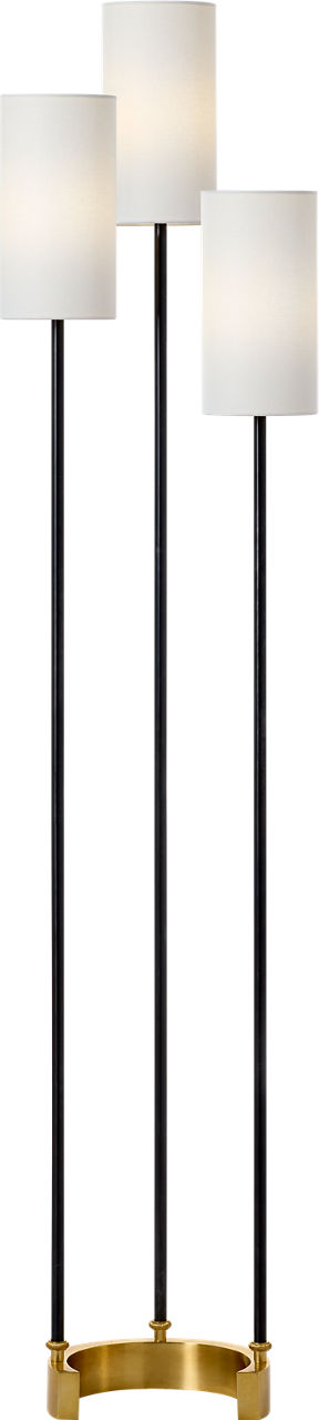 Aimee Floor Lamp | Bronze and Hand-Rubbed Antique Brass | Linen Shades