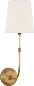 Wyatt 20" Sconce | Hand-Rubbed Antique Brass | Linen Shade
