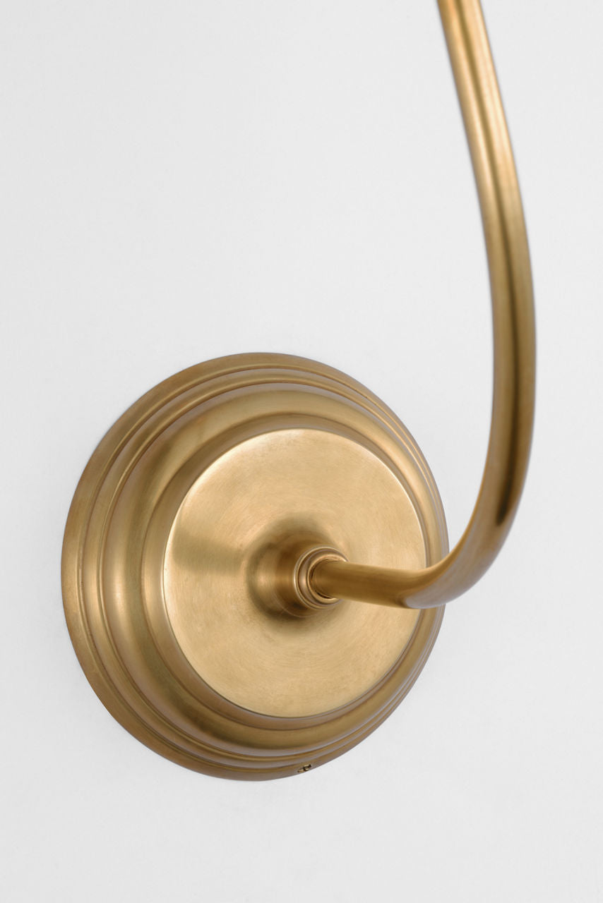 Wyatt 20" Sconce | Hand-Rubbed Antique Brass | Linen Shade