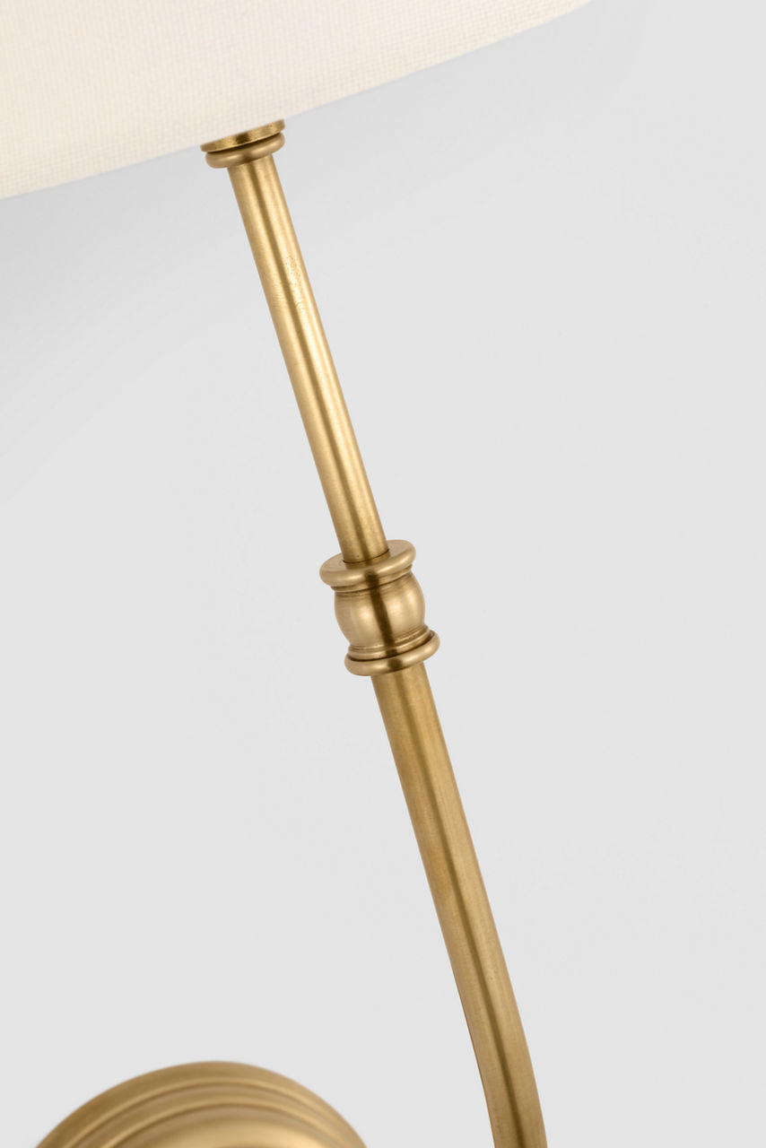 Wyatt 20" Sconce | Hand-Rubbed Antique Brass | Linen Shade