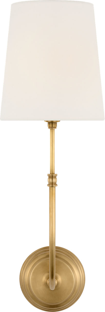 Wyatt 20" Sconce | Hand-Rubbed Antique Brass | Linen Shade