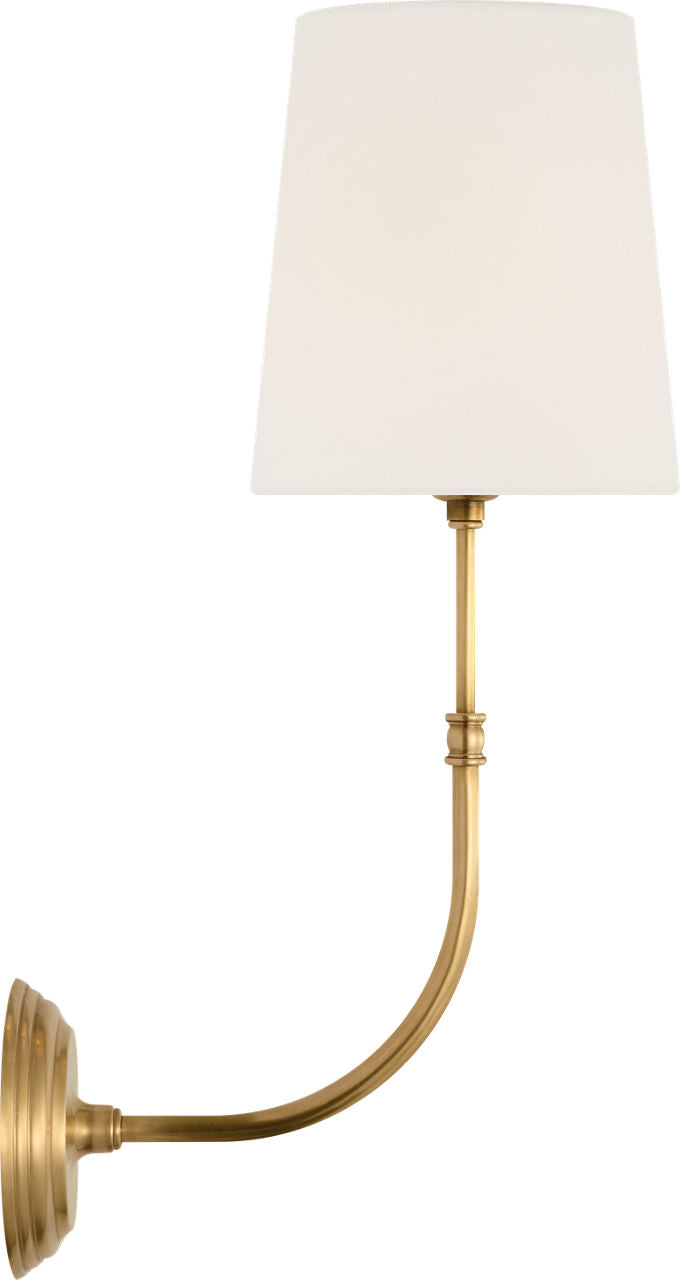 Wyatt 20" Sconce | Hand-Rubbed Antique Brass | Linen Shade
