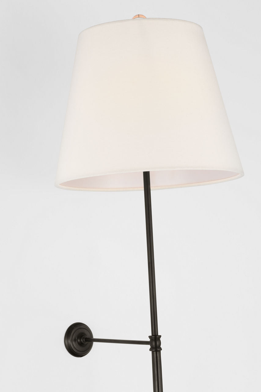 Wyatt 39" Statement Sconce | Bronze | Linen Shade