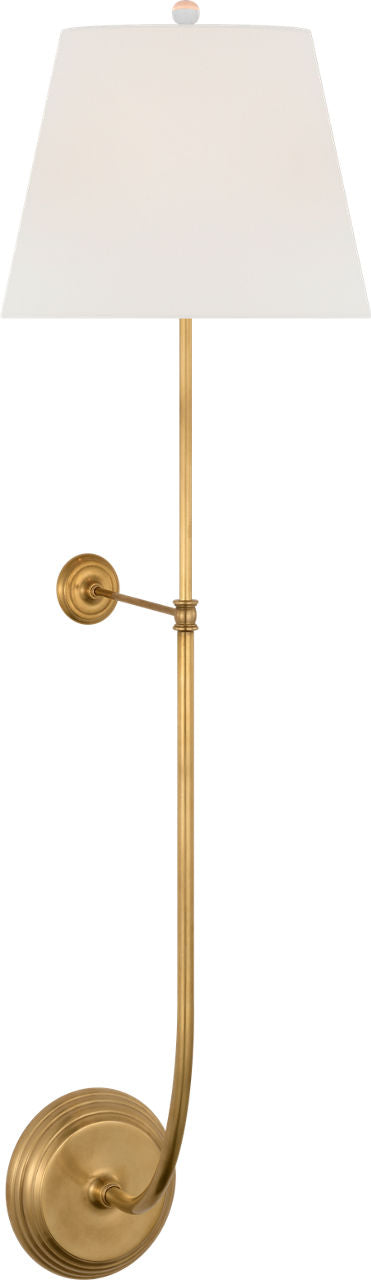 Wyatt 39" Statement Sconce | Hand-Rubbed Antique Brass | Linen Shade