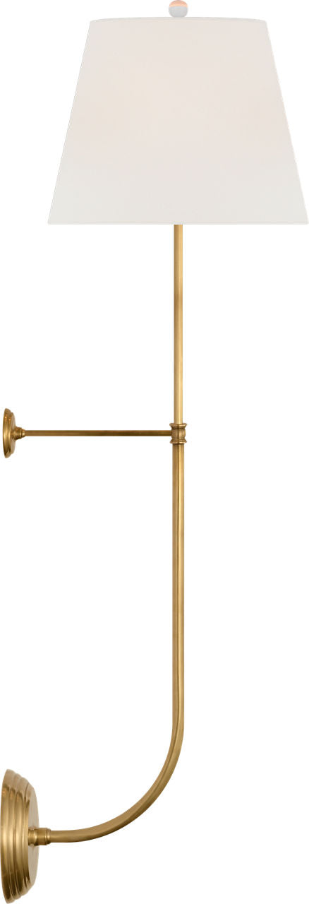 Wyatt 39" Statement Sconce | Hand-Rubbed Antique Brass | Linen Shade
