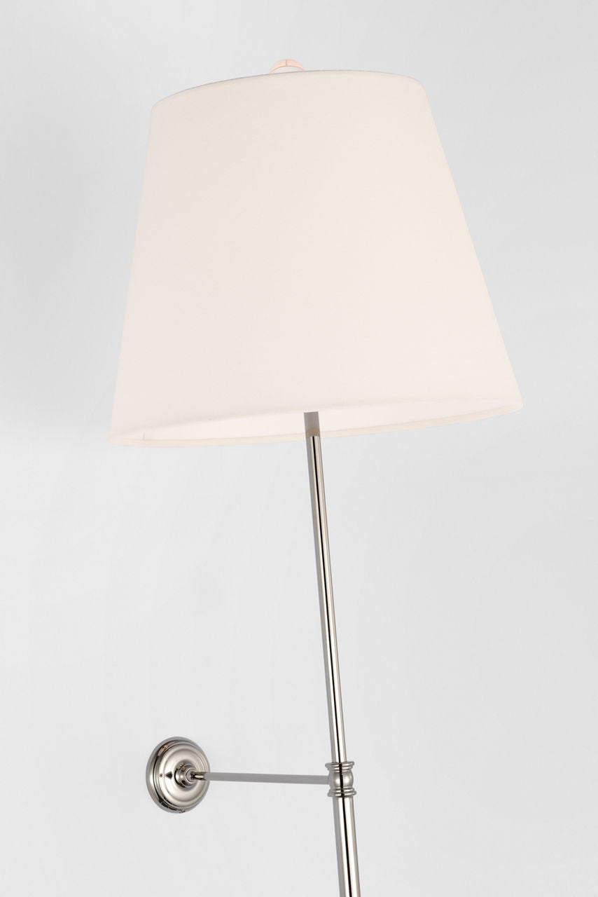 Wyatt 39" Statement Sconce | Polished Nickel | Linen Shade
