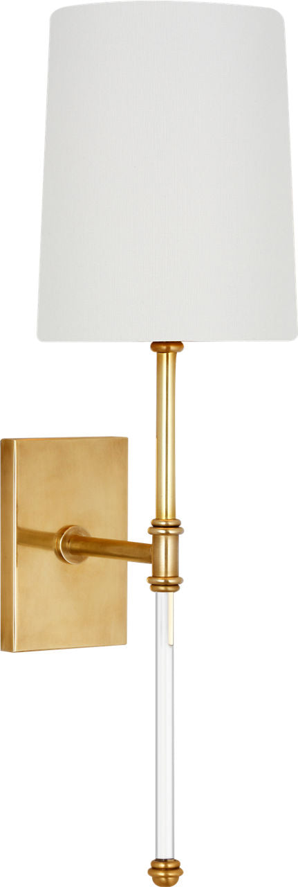 Camille 16" Sconce | Hand-Rubbed Antique Brass | Linen Shade