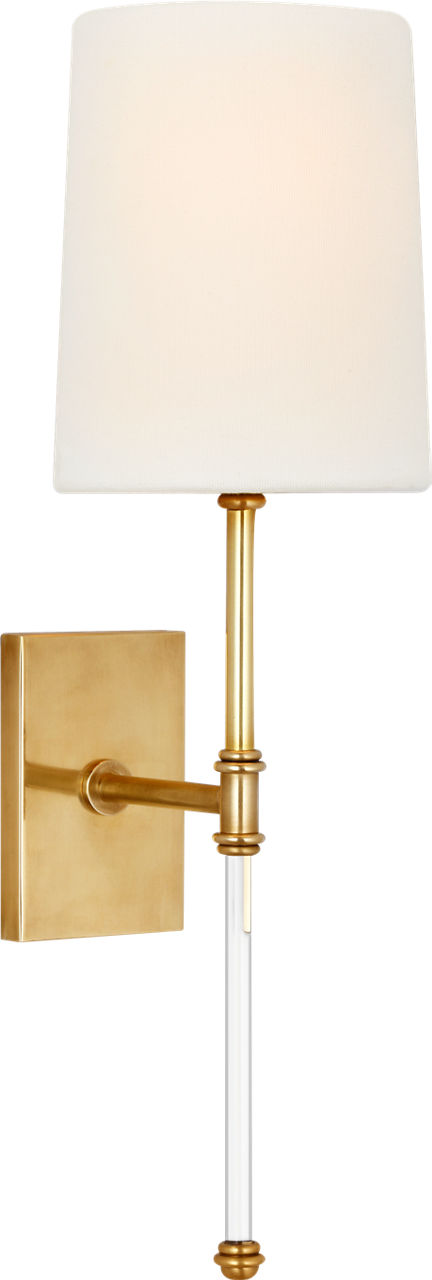 Camille 16" Sconce | Hand-Rubbed Antique Brass | Linen Shade