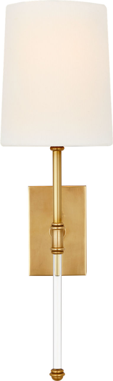 Camille 16" Sconce | Hand-Rubbed Antique Brass | Linen Shade
