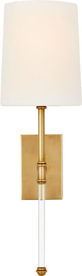 Camille 16" Sconce | Hand-Rubbed Antique Brass | Linen Shade