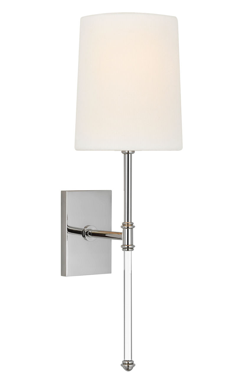 Camille 16" Sconce | Polished Nickel | Linen Shade