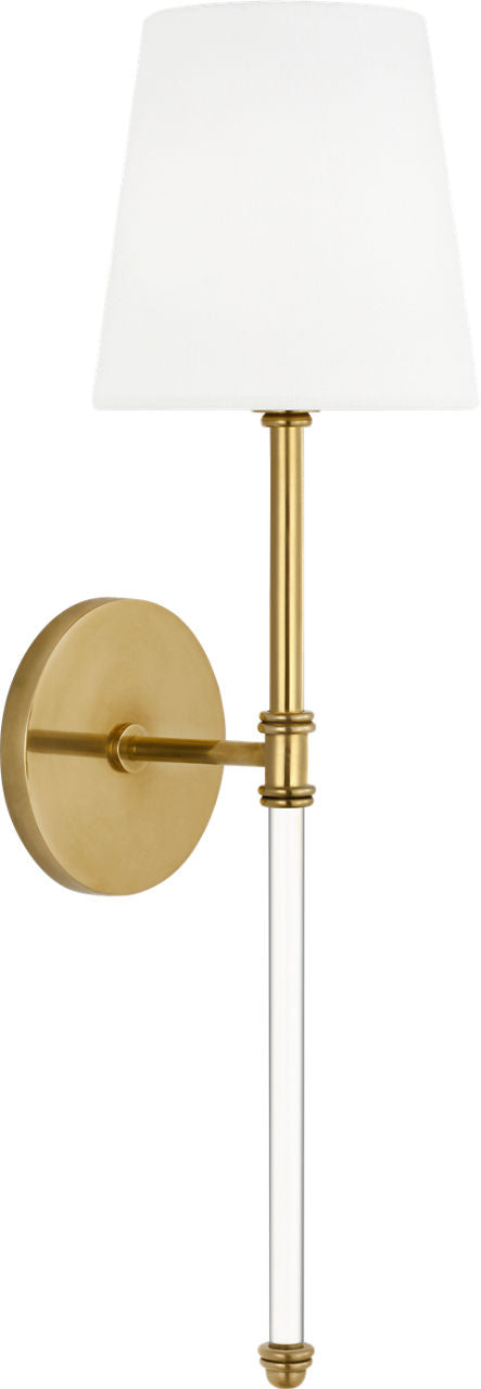 Camille 20" Cordless Sconce | Hand-Rubbed Antique Brass | Linen Shade