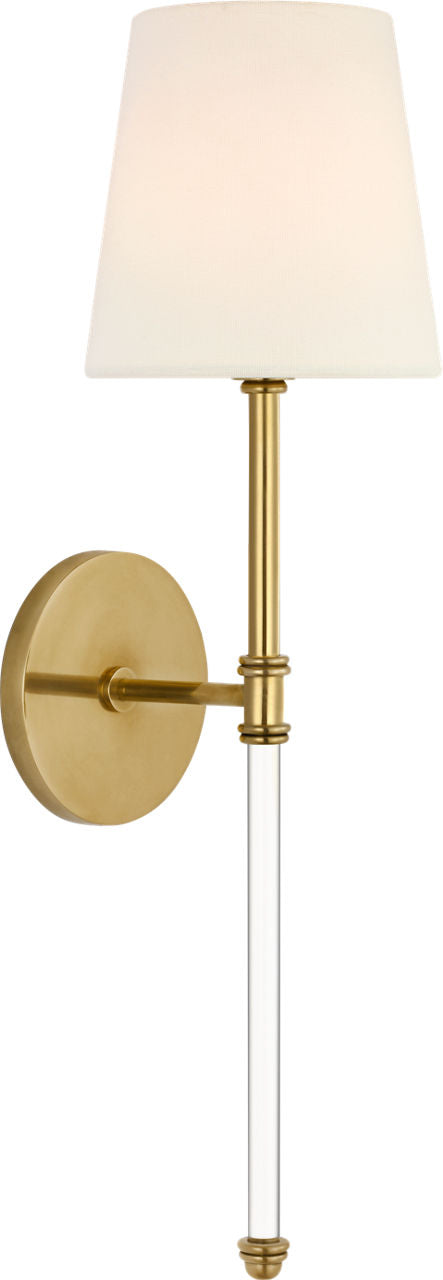 Camille 20" Cordless Sconce | Hand-Rubbed Antique Brass | Linen Shade