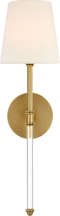 Camille 20" Cordless Sconce | Hand-Rubbed Antique Brass | Linen Shade